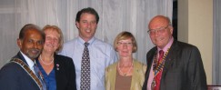 D. G. John Philip, Chris Philip, Ambassadorial Scholar Patrick Fleming with Dorothy and David Pickover at the club on 14.08.08